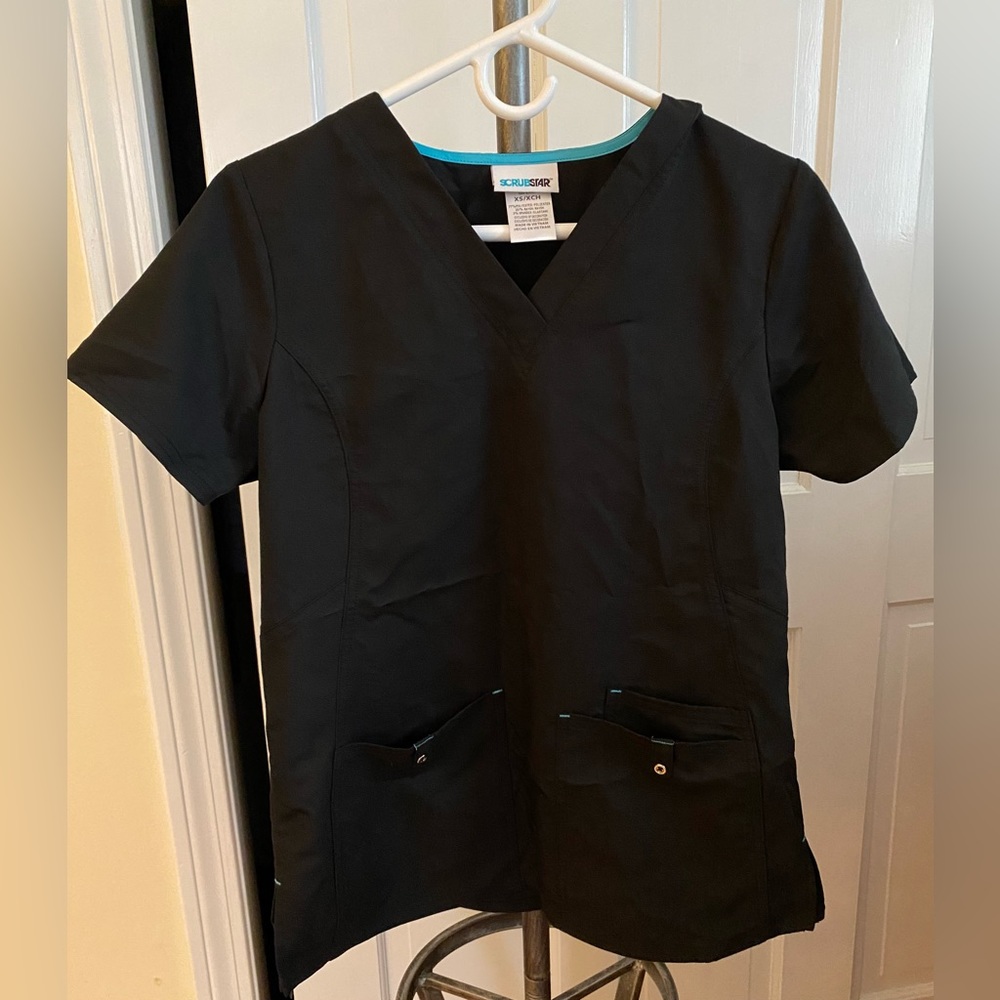 Scrubstar Scrub Top, Black, Size XS, NWOT